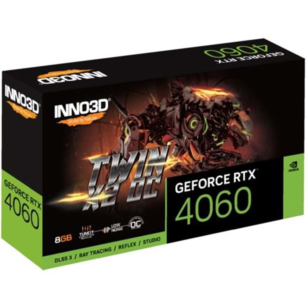 EKRAN KARTI INNO3D RTX4060 Twin x2 OC 8GB 128Bit GDDR6 3x DP 1.4a, HDM